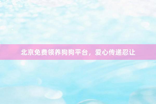 北京免费领养狗狗平台,爱心传递忍让